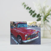 Cherry Red Chevy Pick-Up Truck auf der Car Show Postkarte (Stehend Vorderseite)