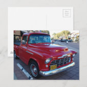Cherry Red Chevy Pick-Up Truck auf der Car Show Postkarte (Vorne/Hinten)