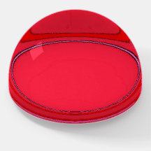 Cherry Red Circle Design Round Glass Minimalistisc