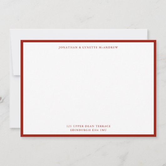 Cherry Red Classic Border Flat Note Card Mitteilungskarte (Vorderseite)