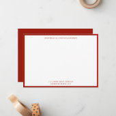 Cherry Red Classic Border Flat Note Card Mitteilungskarte (Vorderseite/Rückseite Beispiel)