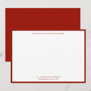 Cherry Red Classic Border Flat Note Card Mitteilungskarte