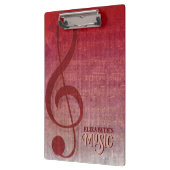 Cherry Red Clef Music Sheet Personalisiert Klemmbrett (Links)