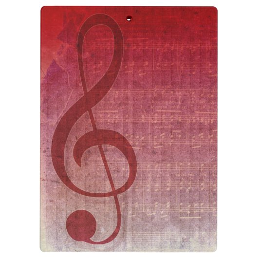 Cherry Red Clef Music Sheet Personalisiert Klemmbrett (Rückseite)