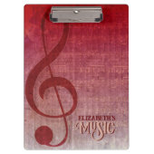 Cherry Red Clef Music Sheet Personalisiert Klemmbrett (Vorderseite)