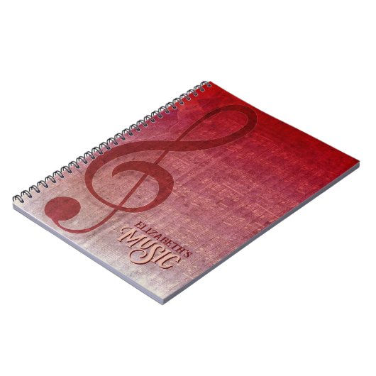 Cherry Red Clef Music Sheet Personalisiert Notizblock (Linke Seite)