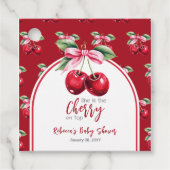 Cherry Red Coquette Bow Girl Baby Dusche Geschenkanhänger (Vorderseite)