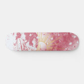 Cherry Red Crimson Gold Sunset Sun & Sea Skateboard (Horizontal)