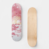 Cherry Red Crimson Gold Sunset Sun & Sea Skateboard (Vorderseite)
