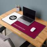 Cherry Red | Custom Business Logo Name, Slogan Schreibtischunterlage<br><div class="desc">Create your own company workspace branded decoration with our ergonomic burgundy cherry wine red Business Company Logo Desk Mat. This stylish, modern and professional desk mat allows you to personalize your boss, coworker or employee office in a unique way. Add corporate logo, name, profession, website, slogan, social media or any...</div>