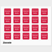 Cherry Red Fragile Label Square Sticker (Blatt)