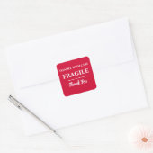 Cherry Red Fragile Label Square Sticker (Umschlag)