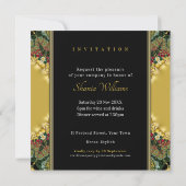 Cherry Red Fraktal Lace Satin Dinner Party Einladung (Rückseite)