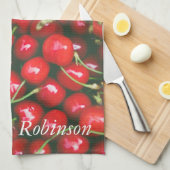 Cherry Red Fruit Personalisiert Geschirrtuch (Viertel Falte)
