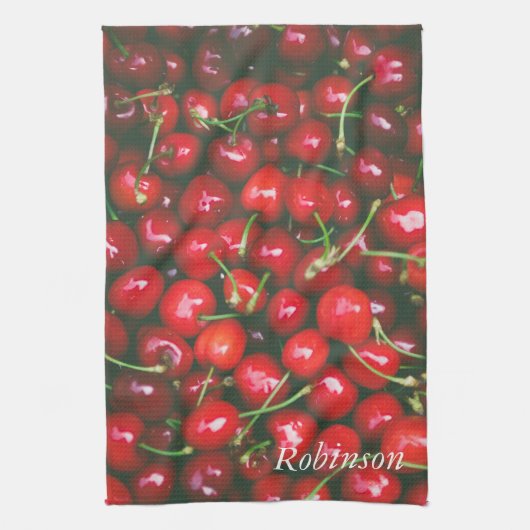 Cherry Red Fruit Personalisiert Geschirrtuch (Vertikal)