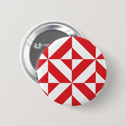 Cherry Red Geometric Deko Cube Pattern Button (Vorne & Hinten)