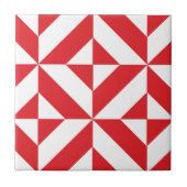 Cherry Red Geometric Deko Cube Pattern Fliese (Vorderseite)