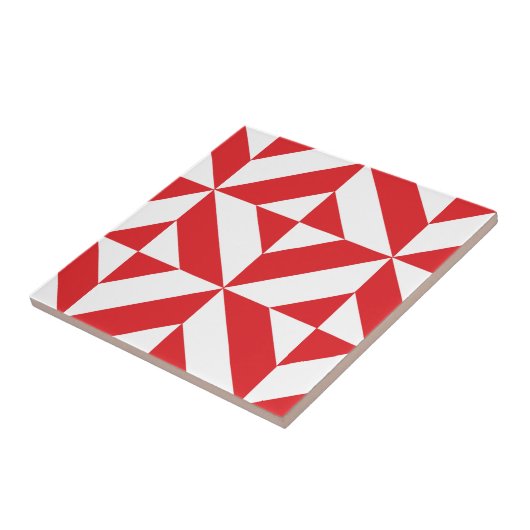 Cherry Red Geometric Deko Cube Pattern Fliese (Seite)