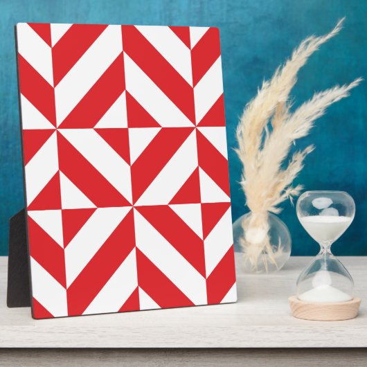 Cherry Red Geometric Deko Cube Pattern Fotoplatte (Seite)