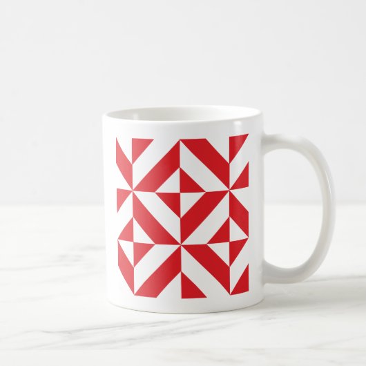 Cherry Red Geometric Deko Cube Pattern Kaffeetasse (Rechts)