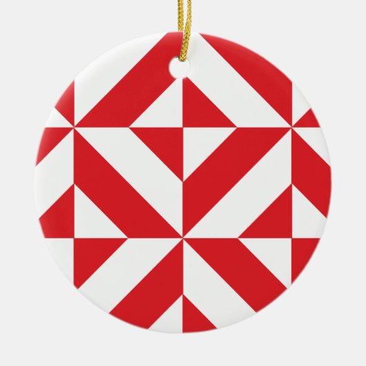 Cherry Red Geometric Deko Cube Pattern Keramikornament (Vorne)