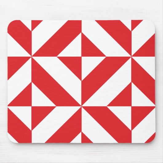 Cherry Red Geometric Deko Cube Pattern Mousepad (Vorne)