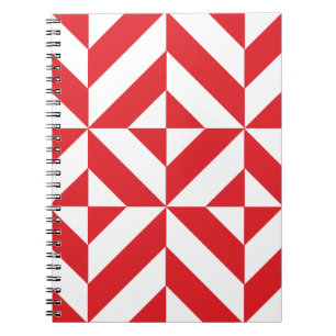 Cherry Red Geometric Deko Cube Pattern Notizblock