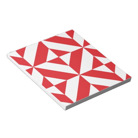 Cherry Red Geometric Deko Cube Pattern Notizblock (angewinkelt)