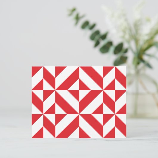 Cherry Red Geometric Deko Cube Pattern Postkarte (Stehend Vorderseite)