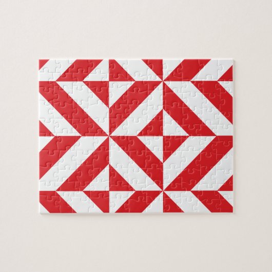 Cherry Red Geometric Deko Cube Pattern Puzzle (Horizontal)
