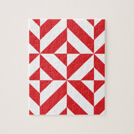 Cherry Red Geometric Deko Cube Pattern Puzzle (Vertikal)