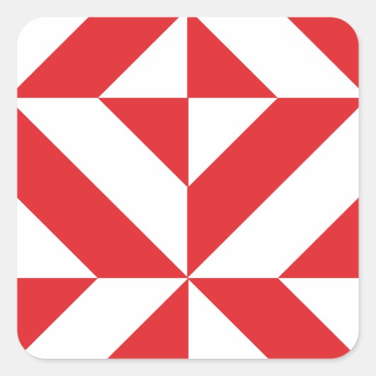 Cherry Red Geometric Deko Cube Pattern Quadratischer Aufkleber (Vorderseite)