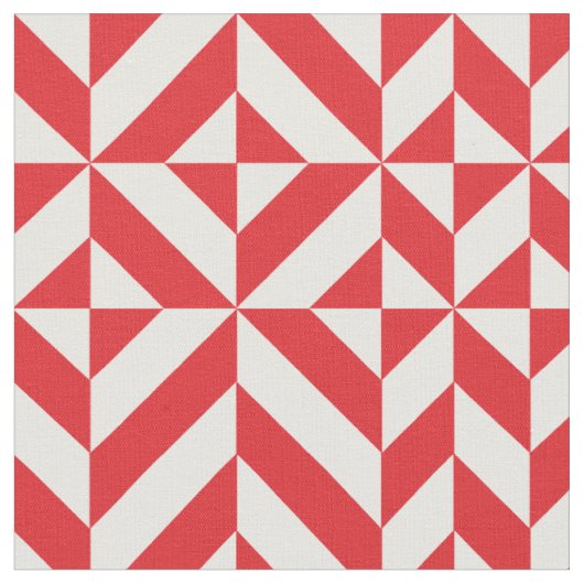 Cherry Red Geometric Deko Cube Pattern Stoff (Nahaufnahme)
