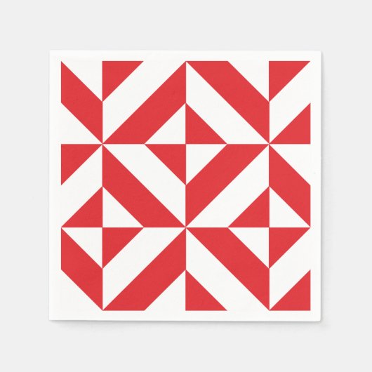 Cherry Red Geometric Deko Pattern Serviette (Vorderseite)