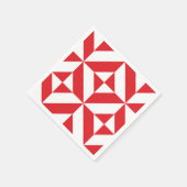 Cherry Red Geometric Deko Pattern Serviette (Ecke)