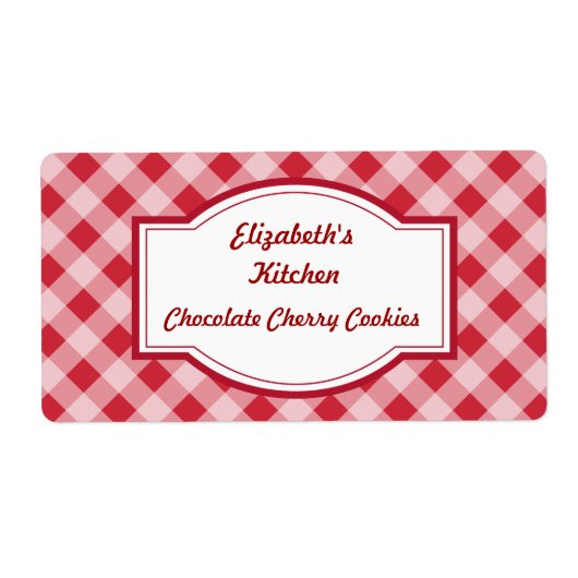 Cherry Red Gingham Kitchen Labels (Vorne)