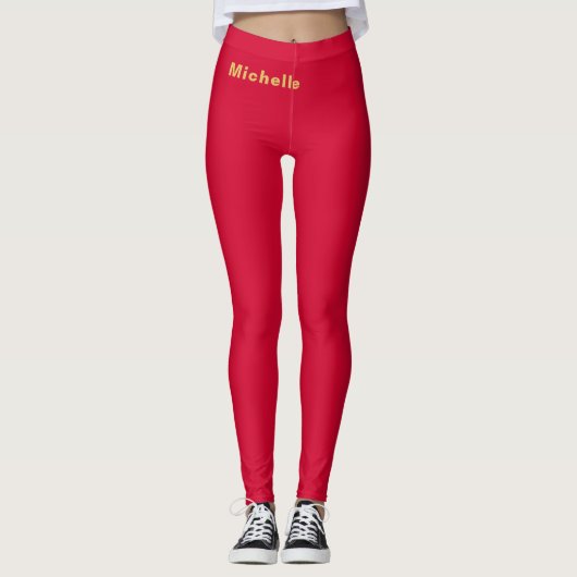 Cherry Red Gold Colors Beruflich Trendy Modern Leggings (Vorderseite)
