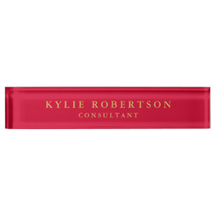 Cherry Red & Gold Farben Professionell Trendige Ei Namensplakette