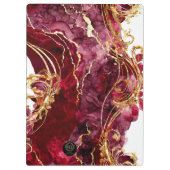 Cherry Red & Gold Monogram Script Klemmbrett (Rückseite)