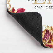 Cherry Red & Gold Monogram Script Mousepad (Ecke)