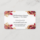 Cherry Red & Gold Monogram Script Visitenkarte (Rückseite)