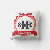 Cherry Red Greece Key Bow Monogram Kissen (Vorderseite)