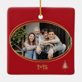 Cherry Red Green Pink & Gold Christmas Trees  Keramikornament