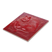 Cherry Red Imitats Relief Art Nouveau Cat Fliese (Seite)