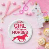 Cherry Red Just a Girl, die Lieben Pferde Pappteller (Party)