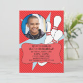 Cherry Red keine Zeit, um Bowling Party Foto zu ve Einladung (Stehend Vorderseite)