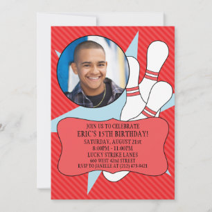 Cherry Red keine Zeit, um Bowling Party Foto zu ve Einladung