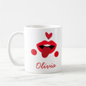 Cherry Red Lips mit Zunge Individuelle Name Kaffeetasse (Links)