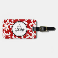 Cherry Red Mit Monogramm Damask Print