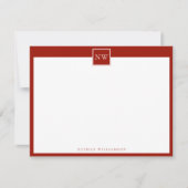 Cherry Red Monogram Single Broorder Mitteilungskarte (Vorderseite)